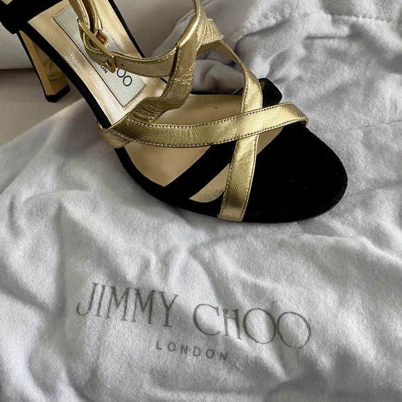 Jimmy Choo Black and Gold Strappy Heel - Picture 8 of 9